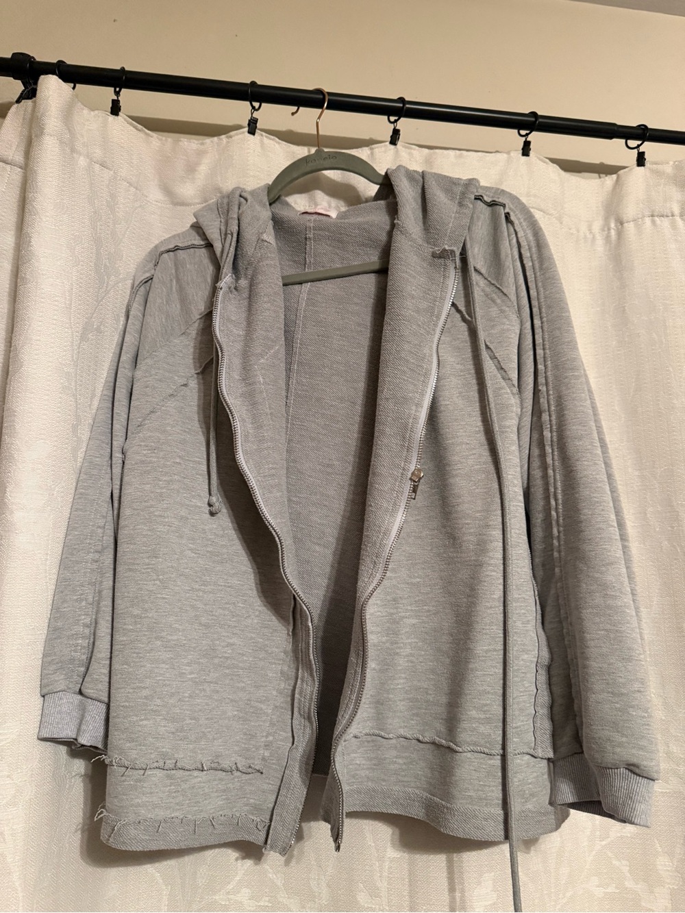 Pink lily Light Gray Knit Hoodie